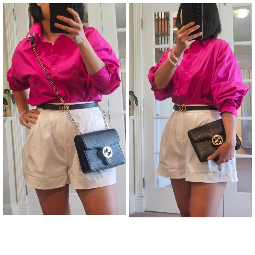 Authentic Gucci Interlocking G Shoulder Bag Black #4336M - Picture 3 of 10